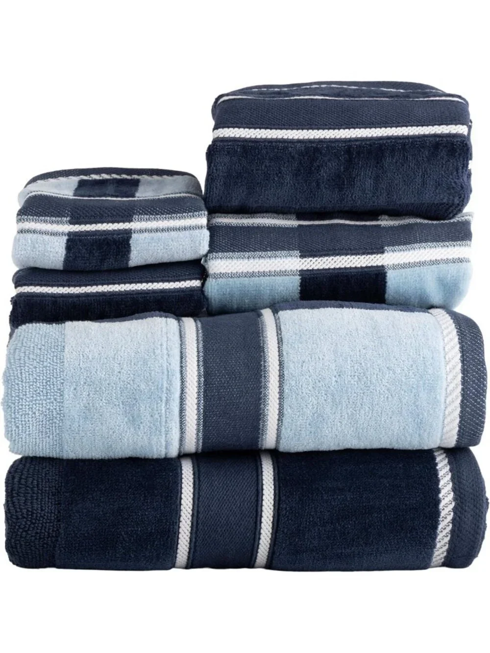 Navy Bathroom Towel Set of 6 - Soft, Absorbent Bath Accessories for Home Decor